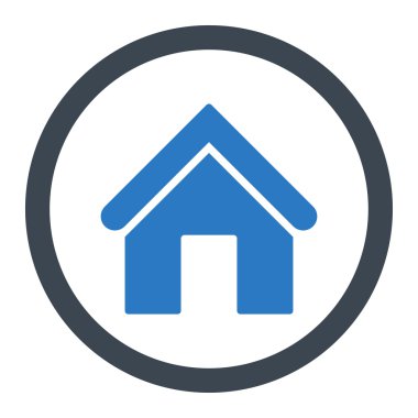 Ev düz düz mavi renkler yuvarlak vektör simgesi