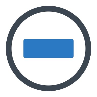 Minus flat smooth blue colors rounded vector icon