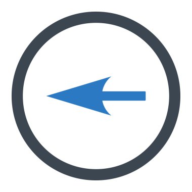 Sharp Left Arrow flat smooth blue colors rounded vector icon