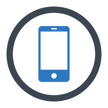 Akıllı telefon düz mavi renkler yuvarlak vektör simgesi