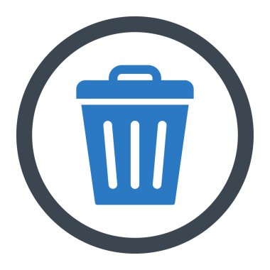 Trash Can flat smooth blue colors rounded vector icon