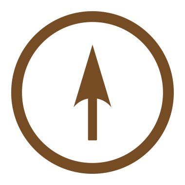 Ok Ekseni Y düz kahverengi renkli yuvarlak vektör simgesi