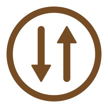 Arrows Exchange Vertical flat brown color rounded vector icon