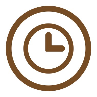 Clock flat brown color rounded vector icon