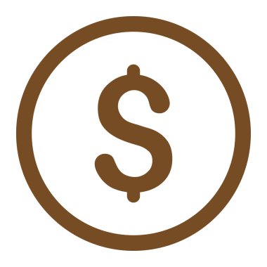 Dollar flat brown color rounded vector icon
