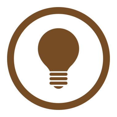 Electric Bulb flat brown color rounded vector icon