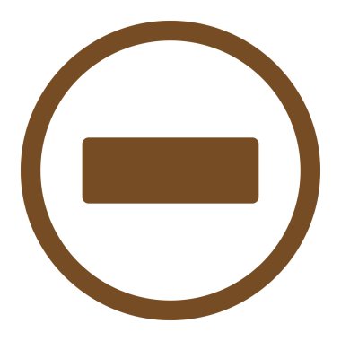 Minus flat brown color rounded vector icon