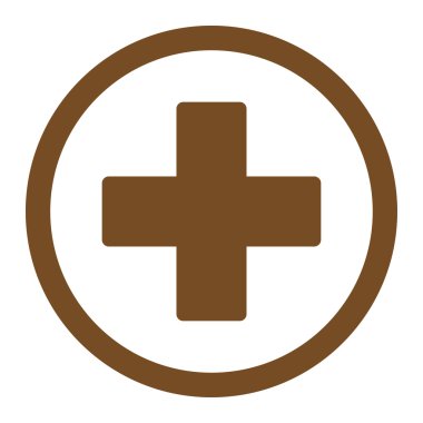 Plus flat brown color rounded vector icon