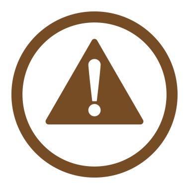 Warning flat brown color rounded vector icon