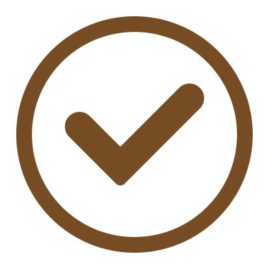 Yes flat brown color rounded vector icon