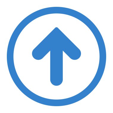 Ok yukarı düz kobalt renk vektör simge yuvarlak