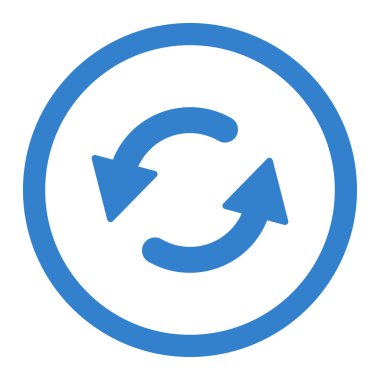 Saatin tersi yönde düz kobalt renk yuvarlak vektör simgesi Yenile