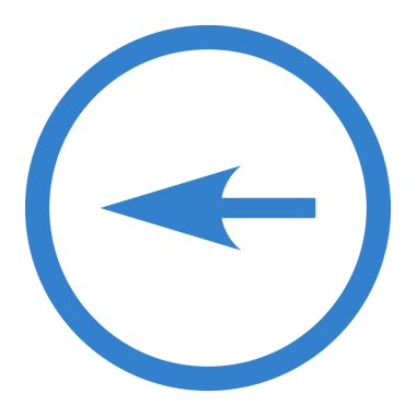 Keskin sol ok düz kobalt renk vektör simge yuvarlak