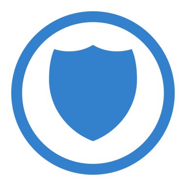 Kalkan düz kobalt renk vektör simge yuvarlak