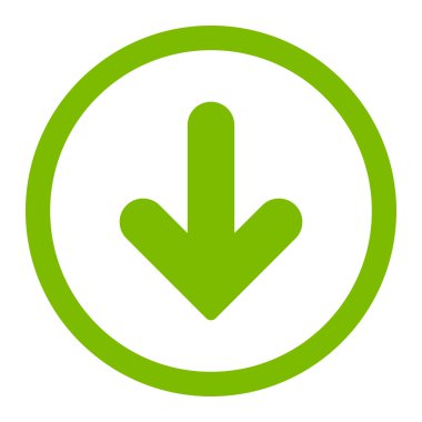 Arrow Down flat eco green color rounded vector icon