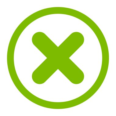 Cancel flat eco green color rounded vector icon