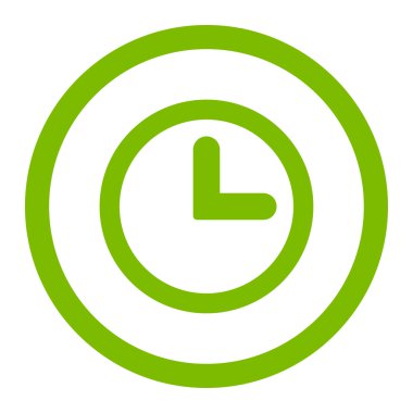 Clock flat eco green color rounded vector icon