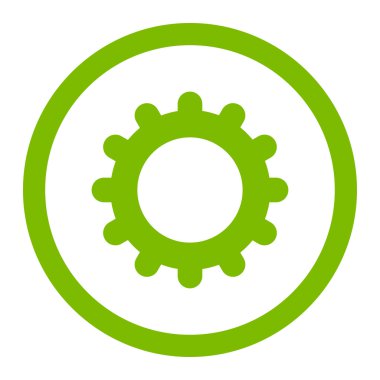 Gear flat eco green color rounded vector icon
