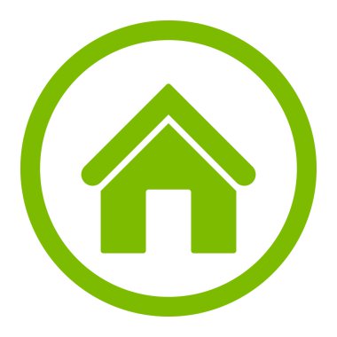 Ev düz eko yeşil renkli yuvarlak vektör simgesi