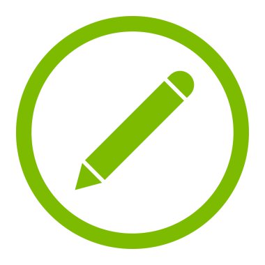 Pencil flat eco green color rounded vector icon