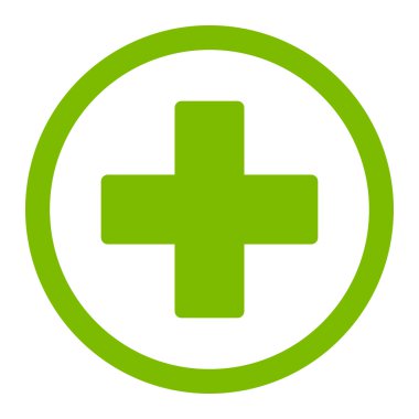 Plus flat eco green color rounded vector icon