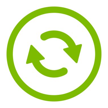 Refresh flat eco green color rounded vector icon