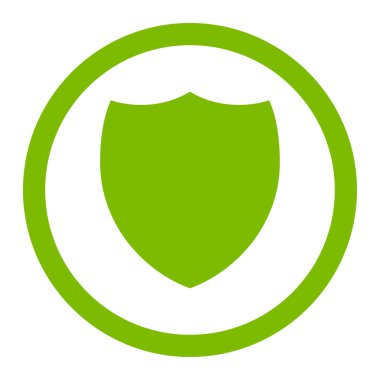Shield flat eco green color rounded vector icon