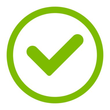 Yes flat eco green color rounded vector icon