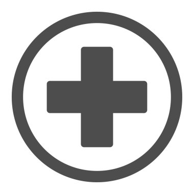 Plus flat gray color rounded vector icon