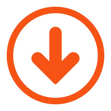 Arrow Down flat orange color rounded vector icon