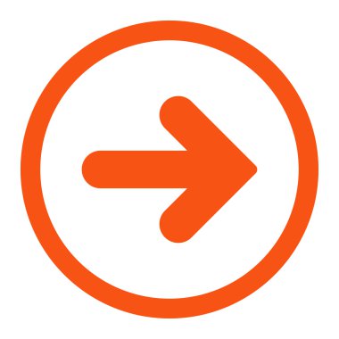Arrow Right flat orange color rounded vector icon