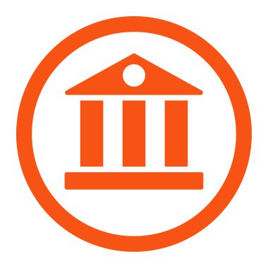 Bank flat orange color rounded vector icon
