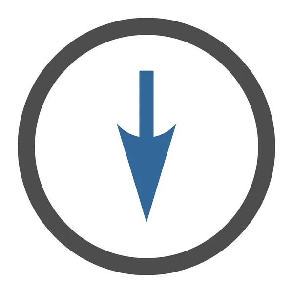 Sharp Down Arrow cobalto plano y colores grises redondeado icono vectorial — Archivo Imágenes Vectoriales