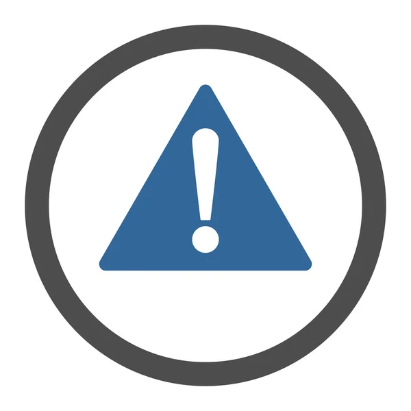 Warning flat cobalt and gray colors rounded vector icon — Stockový vektor