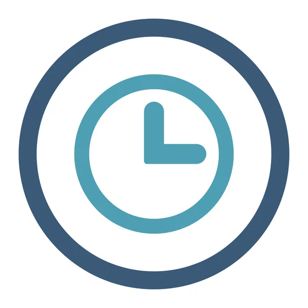 Reloj plano cian y azul colores redondeados vector icono — Vector de stock