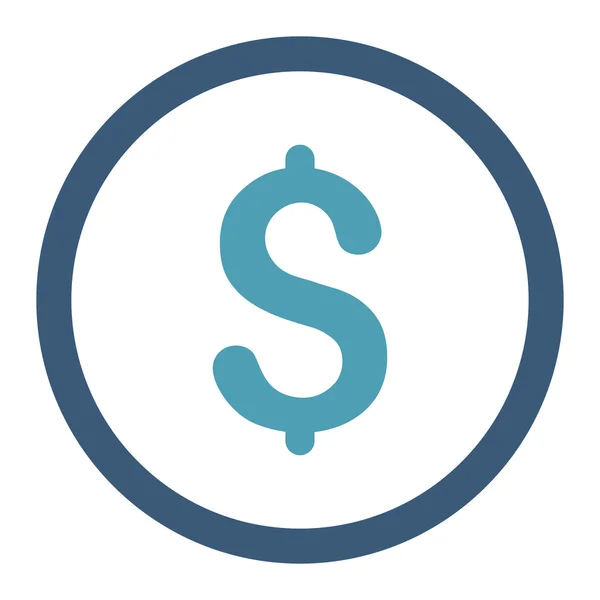 Dollar flat cyan and blue colors rounded vector icon — ストックベクタ