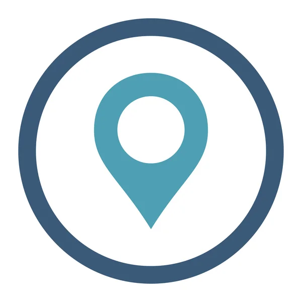 Mapa Marcador plano cian y azul colores redondeados vector icono — Vector de stock