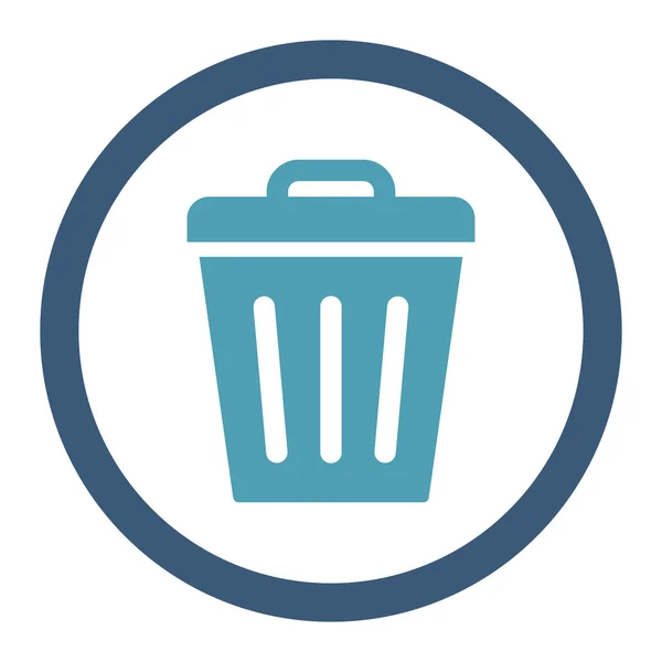 Trash Can flat cyan and blue colors rounded vector icon — Stock vektor