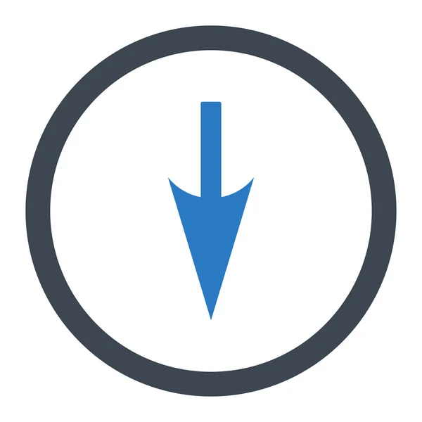 Sharp Down Arrow plano liso azul colores redondeados vector icono — Archivo Imágenes Vectoriales