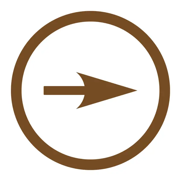 Flèche Axe X couleur marron plat icône vectorielle arrondie — Image vectorielle