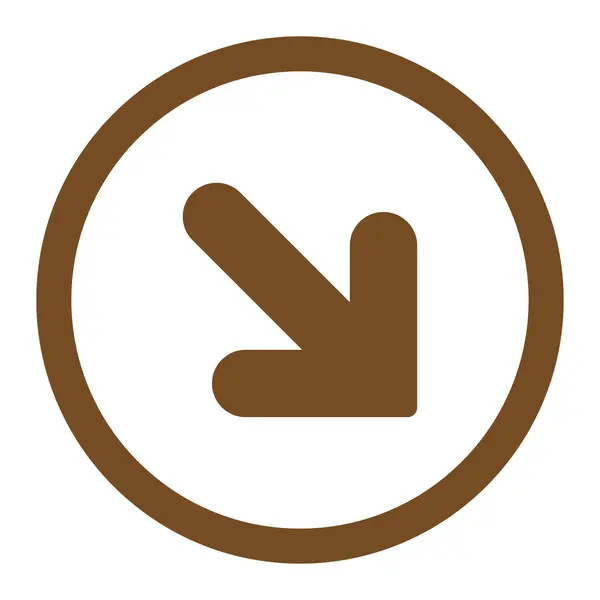 Arrow Down Right flat brown color rounded vector icon — ストックベクタ