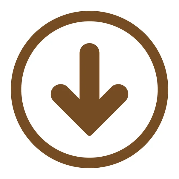 Flèche vers le bas couleur marron plat icône vectorielle arrondie — Image vectorielle