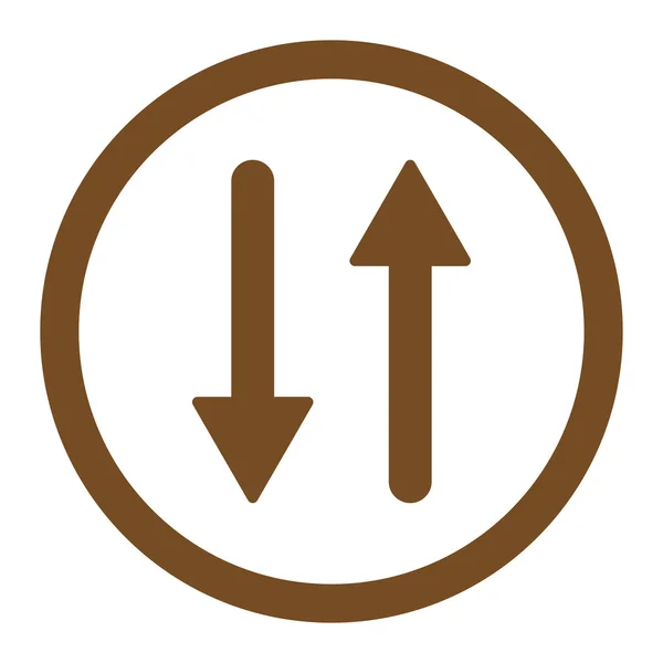 Arrows Exchange Icône vectorielle arrondie verticale de couleur marron plat — Image vectorielle