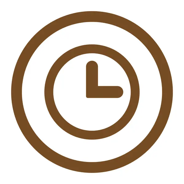 Clock flat brown color rounded vector icon — Stock Vector