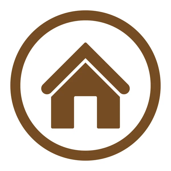 Home flat brown color rounded vector icon — Stock vektor