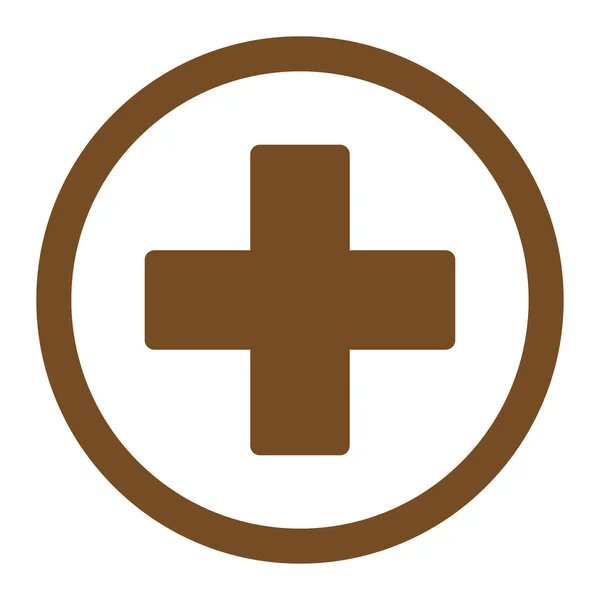 Plus flat brown color rounded vector icon — ストックベクタ