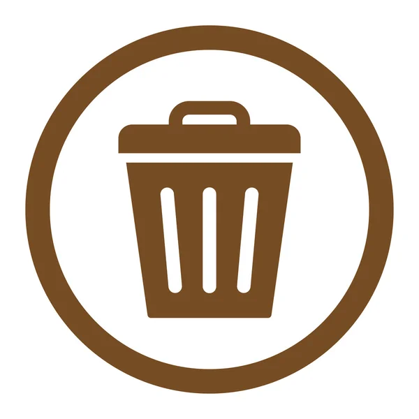 Trash Can flat brown color rounded vector icon — Stock Vector