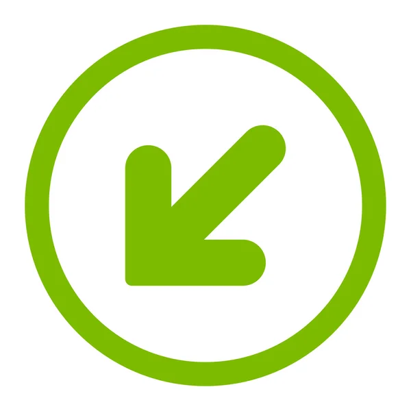 Arrow Down Left flat eco green color rounded vector icon — Διανυσματικό Αρχείο