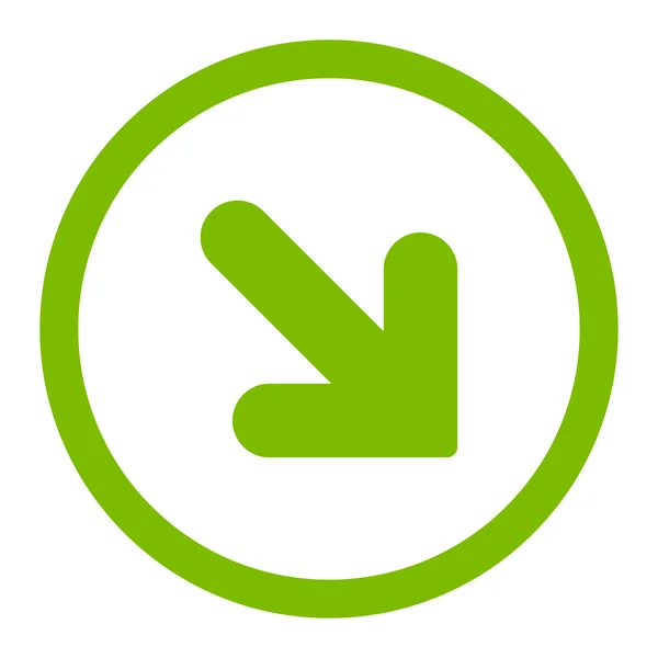 Flecha hacia abajo derecha plana eco verde color redondeado vector icono — Archivo Imágenes Vectoriales