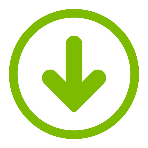 Arrow Down flat eco green color rounded vector icon — Stok Vektör